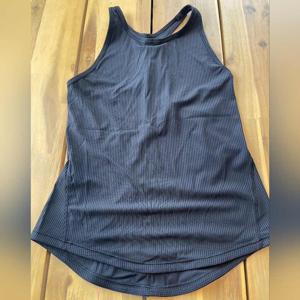 Lululemon Womens Black High Neck Ribbed Racerback Tank‎ Top Size 6